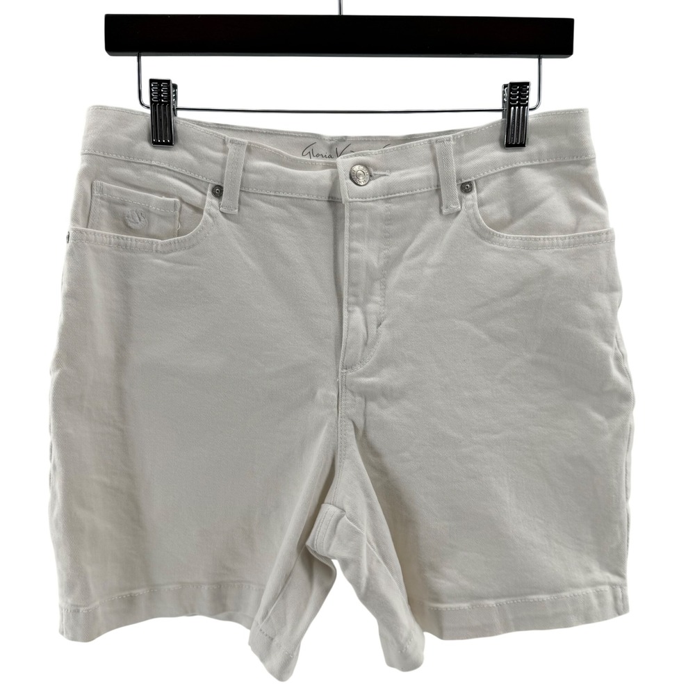 Gloria Vanderbilt 8 Amanda Shorts White Slimming Stretch Denim Preppy Minimalist